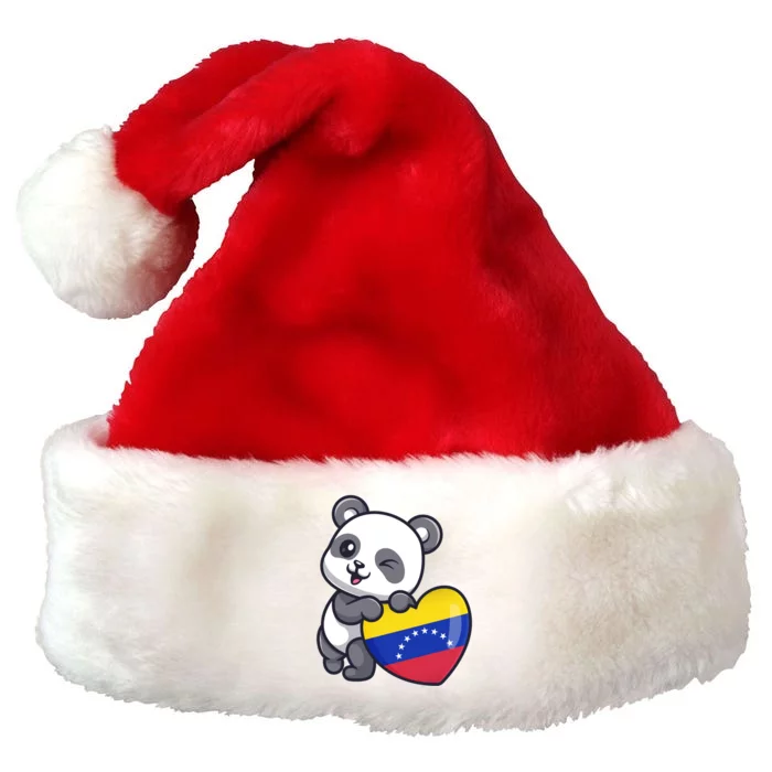 Venezuela Heart Panda Pride Venezuelan Flag Roots Souvenir Funny Gift Premium Christmas Santa Hat