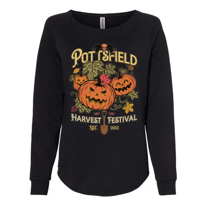 Vintage Halloween Pottsfield Harvest Festival EST 1502 Womens California Wash Sweatshirt