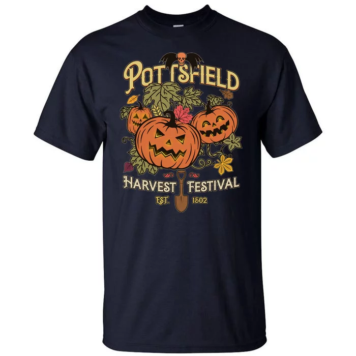 Vintage Halloween Pottsfield Harvest Festival EST 1502 Tall T-Shirt