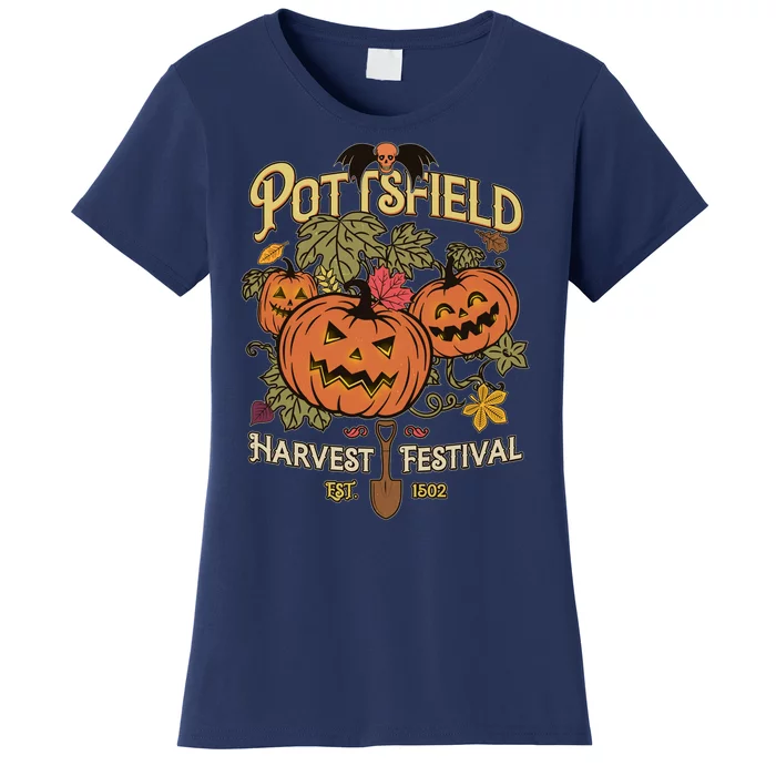 Vintage Halloween Pottsfield Harvest Festival EST 1502 Women's T-Shirt