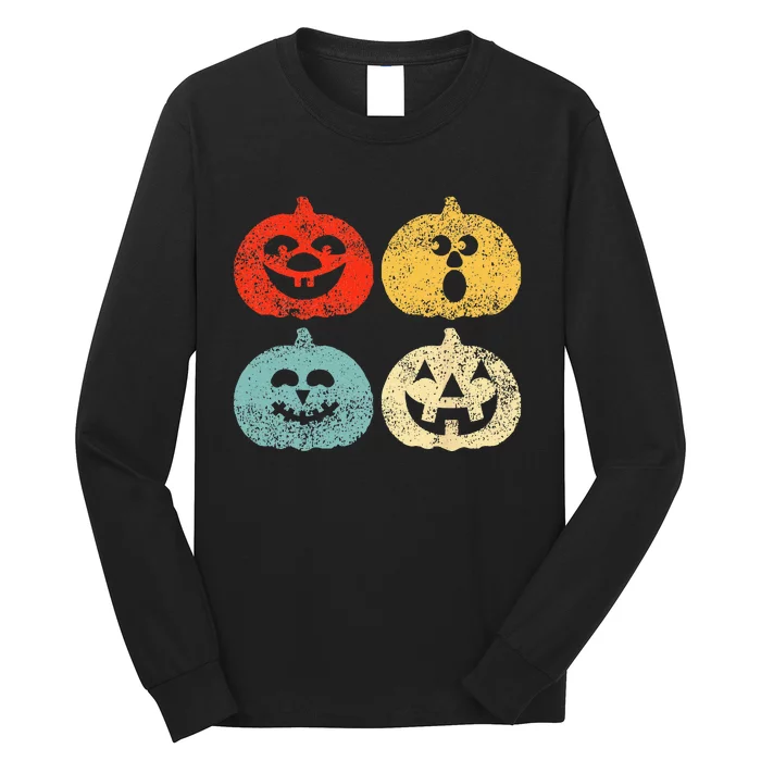 Vintage Halloween Pumpkin Funny Retro Gift Long Sleeve Shirt