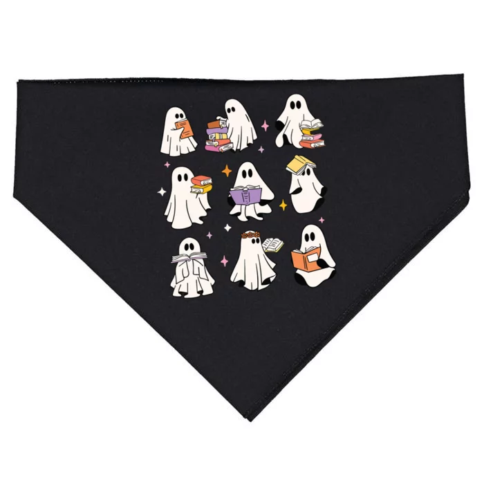 Vintage Halloween Reading Ghost Autumn Fall Spooky USA-Made Doggie Bandana