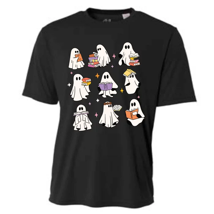 Vintage Halloween Reading Ghost Autumn Fall Spooky Cooling Performance Crew T-Shirt