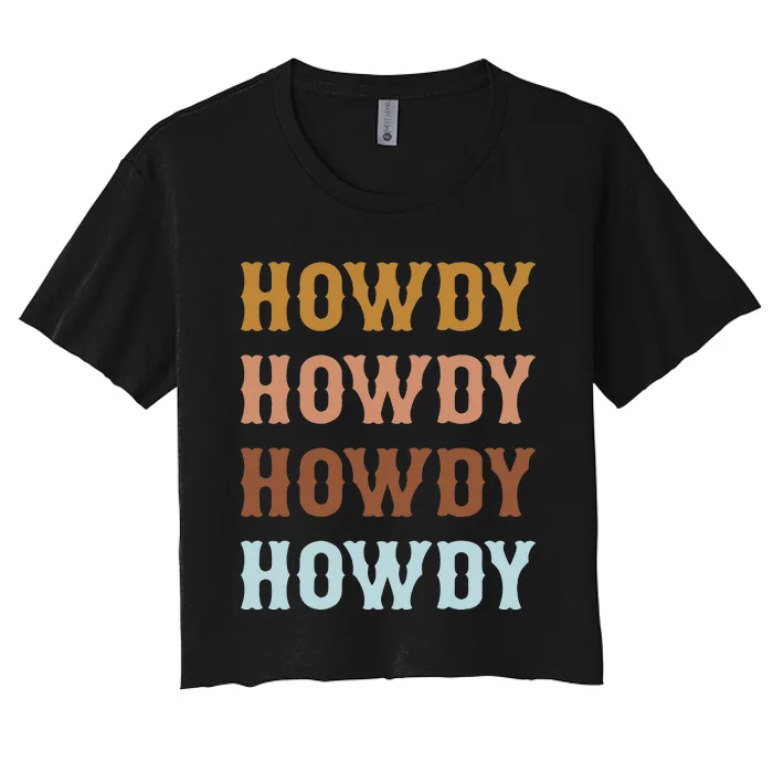 Vintage Howdy Rodeo Western Cow Country Cow Women's Crop Top Tee