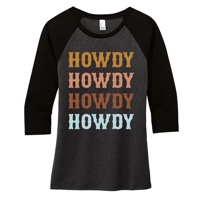 Vintage Howdy Rodeo Western Cow Country Cow Women's Tri-Blend 3/4-Sleeve Raglan Shirt