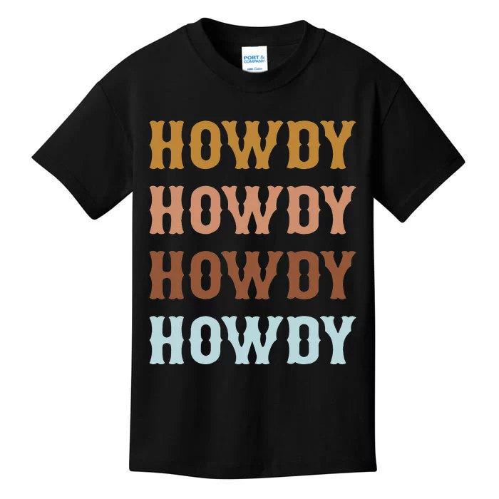 Vintage Howdy Rodeo Western Cow Country Cow Kids T-Shirt