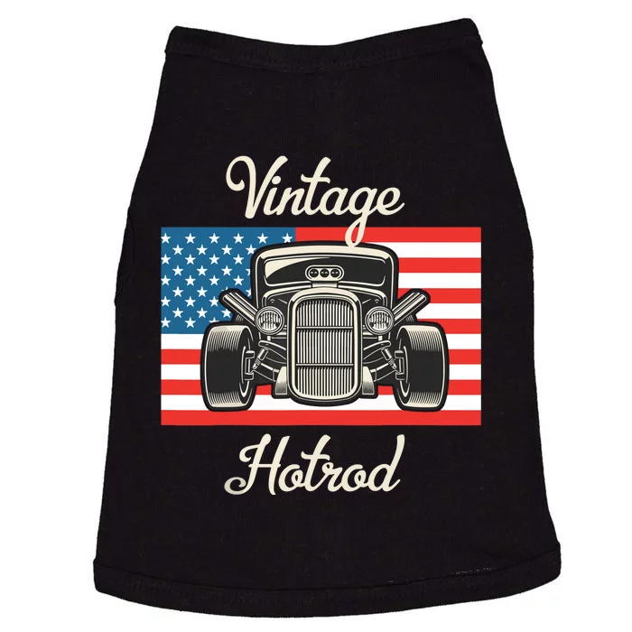 Vintage Hot Rod American Flag Antique Classic Car Lover Men Doggie Tank