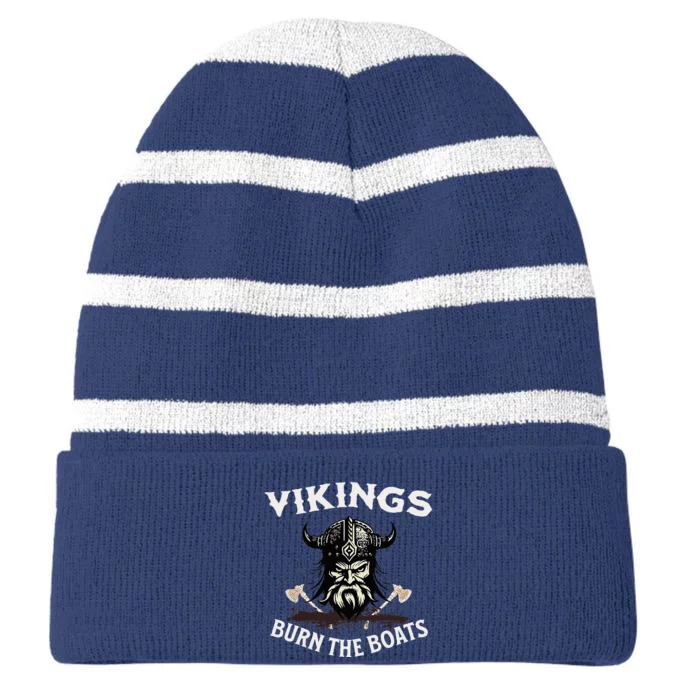 Vikings High School College Sports Motivation Striped Beanie with Solid Band