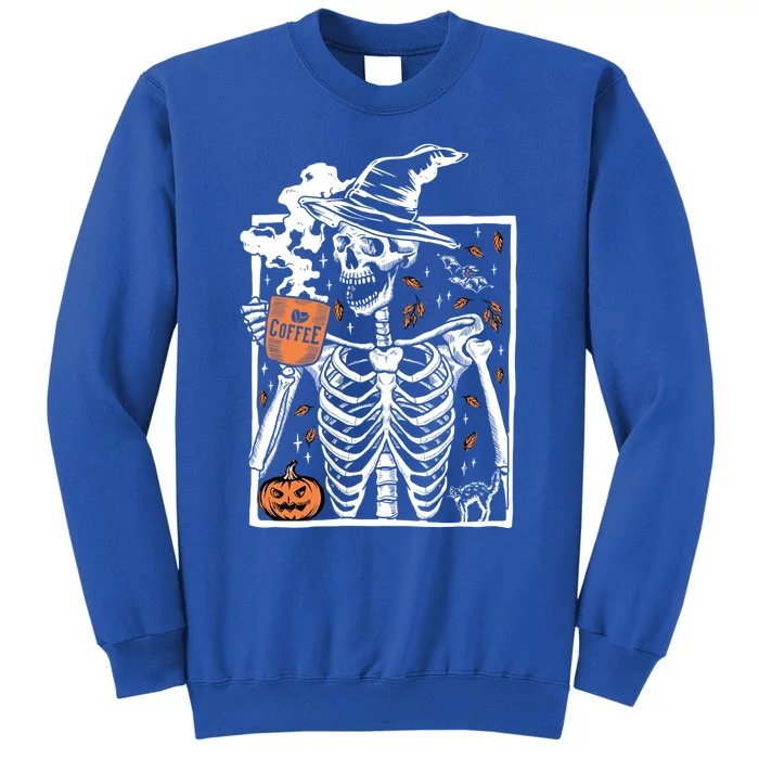 Vintage Halloween Skeleton Ing Coffee Smiling Skull Cool Gift Tall Sweatshirt