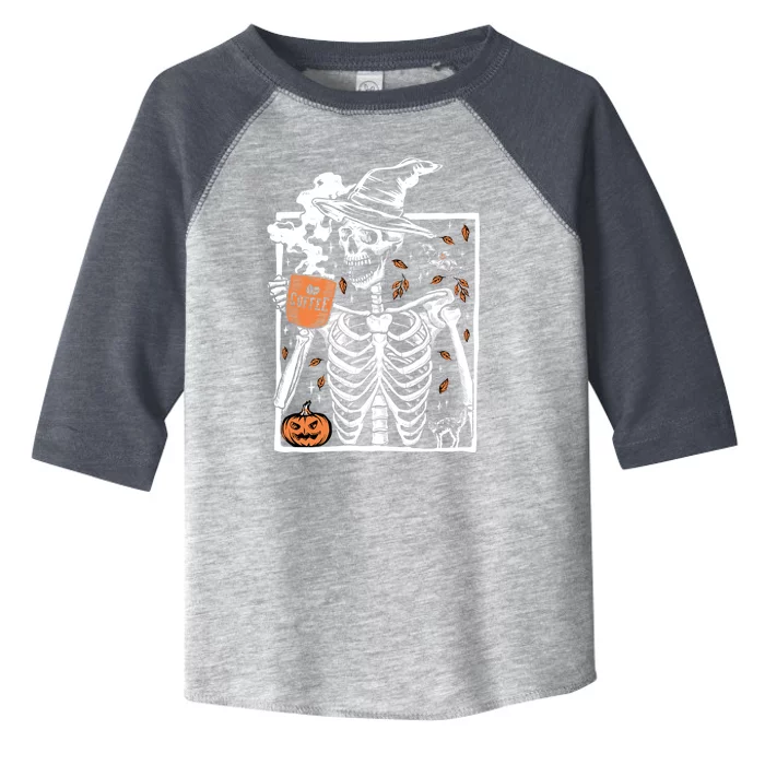 Vintage Halloween Skeleton Ing Coffee Smiling Skull Cool Gift Toddler Fine Jersey T-Shirt