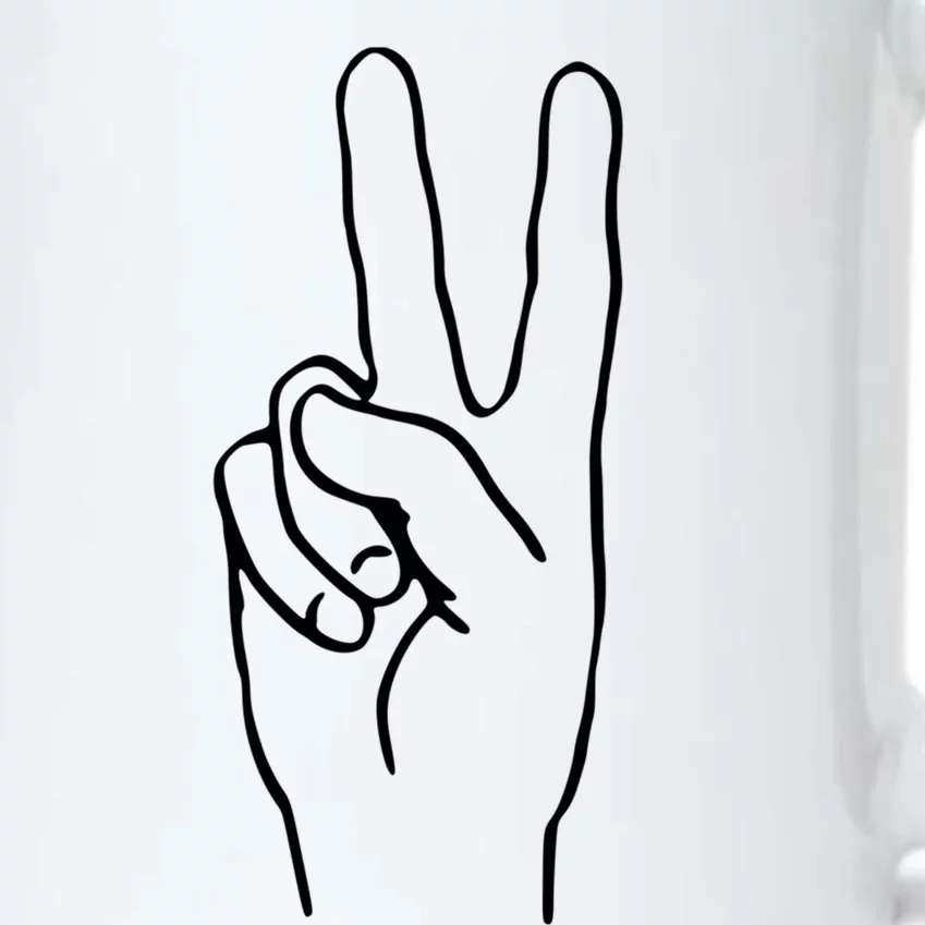 Victory Hand Sign Peace Symbol Cute Gift Black Color Changing Mug