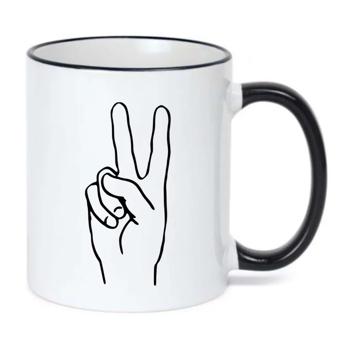 Victory Hand Sign Peace Symbol Cute Gift Black Color Changing Mug