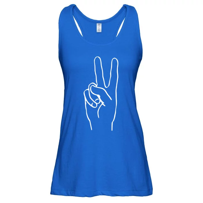 Victory Hand Sign Peace Symbol Cute Gift Ladies Essential Flowy Tank