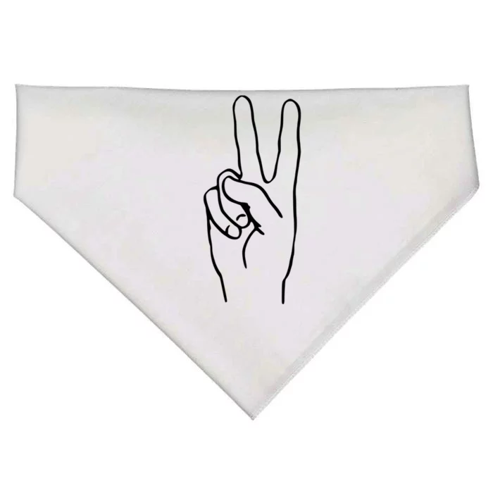 Victory Hand Sign Peace Symbol Cute Gift USA-Made Doggie Bandana