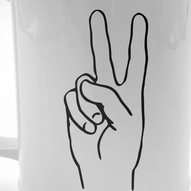 Victory Hand Sign Peace Symbol Cute Gift Front & Back Beer Stein