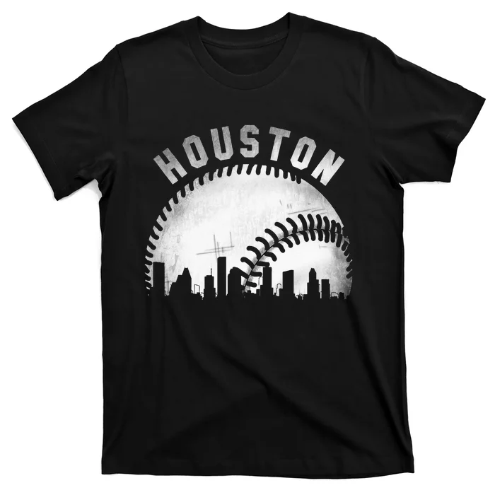 Vintage Houston Skyline City Baseball T-Shirt