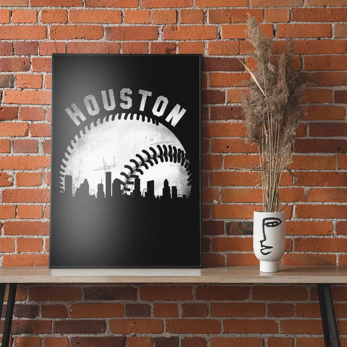 Vintage Houston Skyline City Baseball Poster