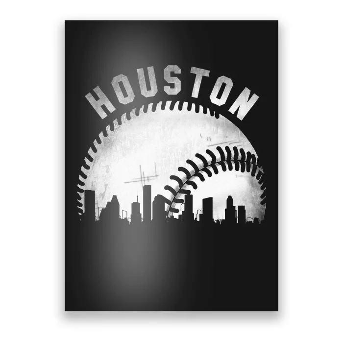 Vintage Houston Skyline City Baseball Poster