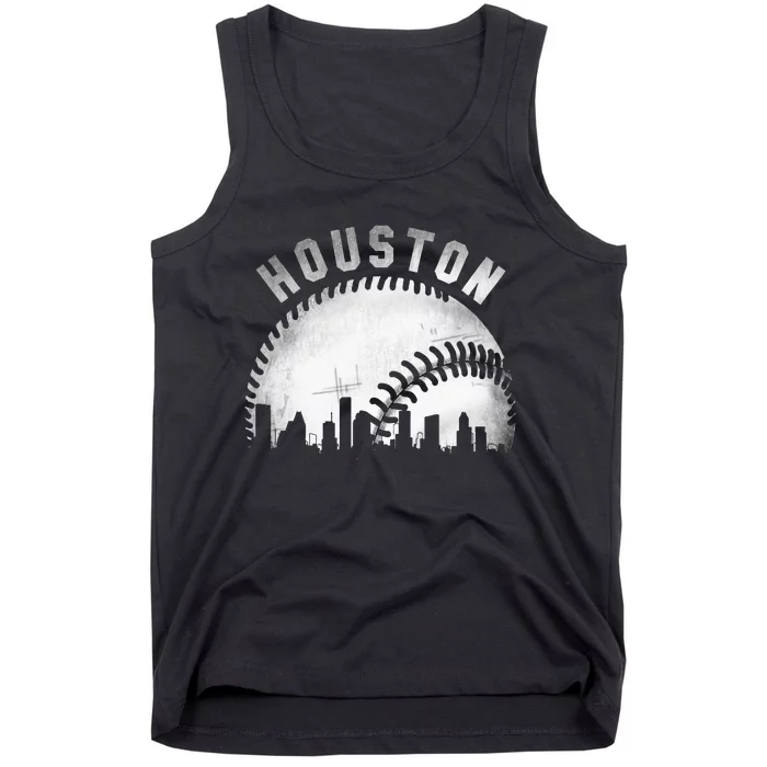 Vintage Houston Skyline City Baseball Tank Top