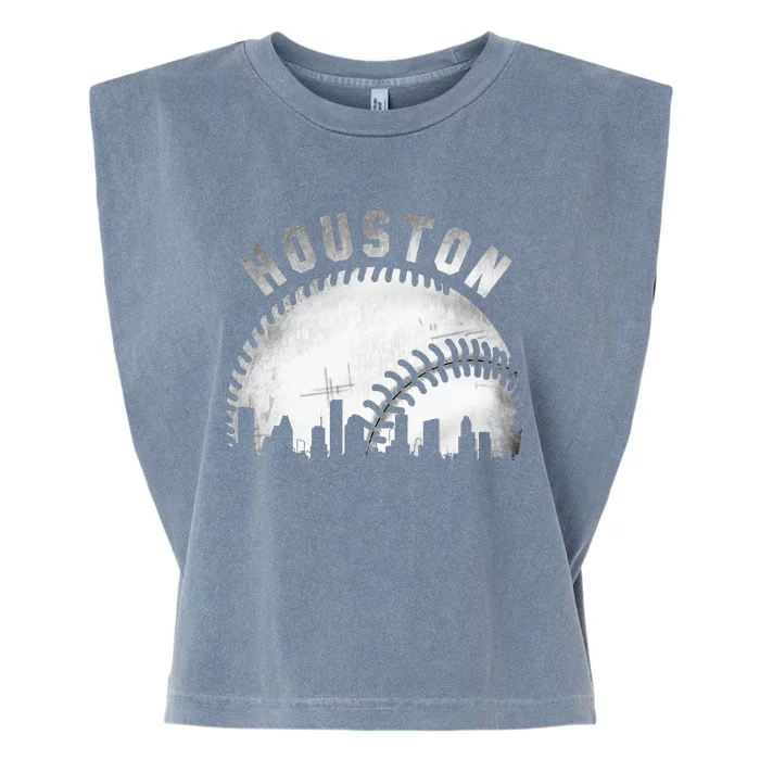 Vintage Houston Skyline City Baseball Garment-Dyed Women's Muscle Tee