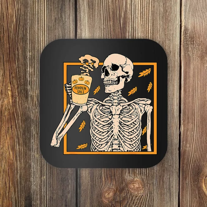 Vintage Halloween Skeleton Pumpkin Spice Latte Syrup Creamer Coaster