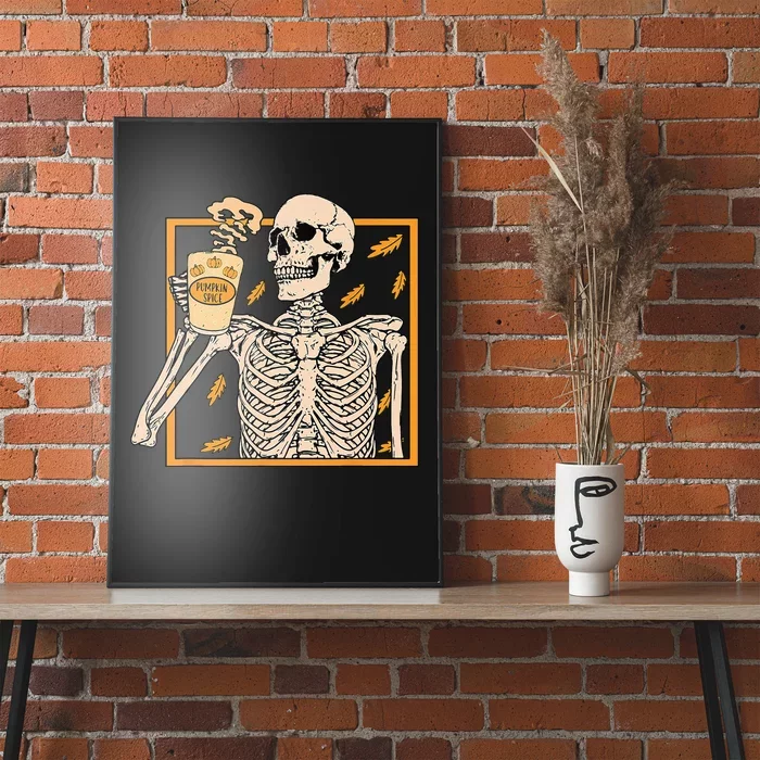 Vintage Halloween Skeleton Pumpkin Spice Latte Syrup Creamer Poster