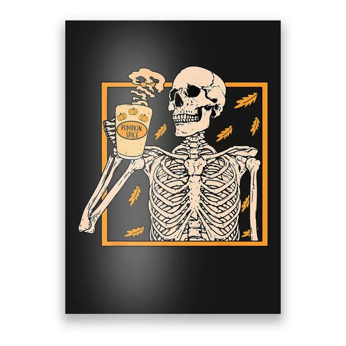 Vintage Halloween Skeleton Pumpkin Spice Latte Syrup Creamer Poster