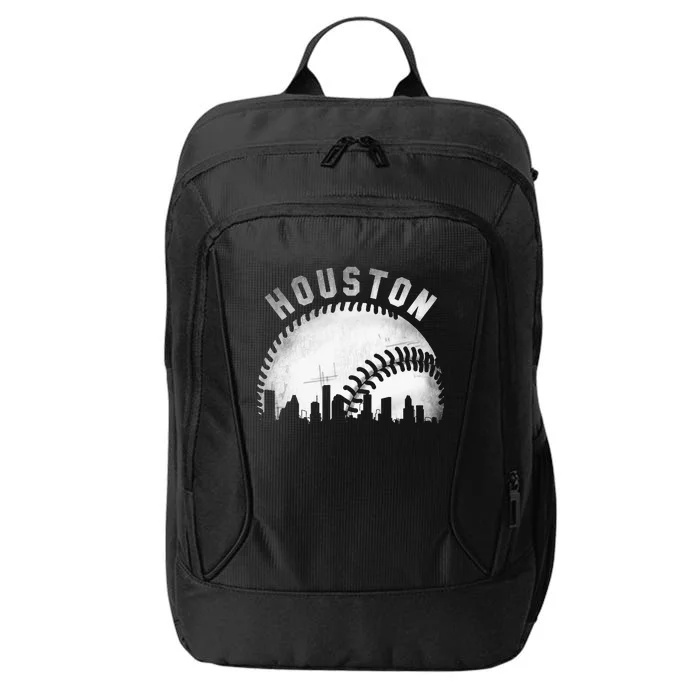 Vintage Houston Skyline City Baseball City Backpack