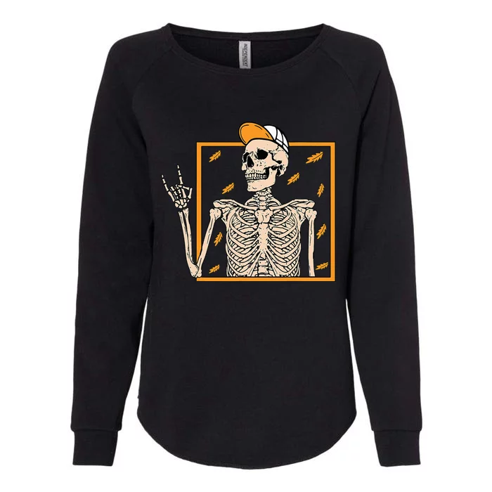 Vintage Halloween Skeleton Rock On Hand Skeleton Womens California Wash Sweatshirt