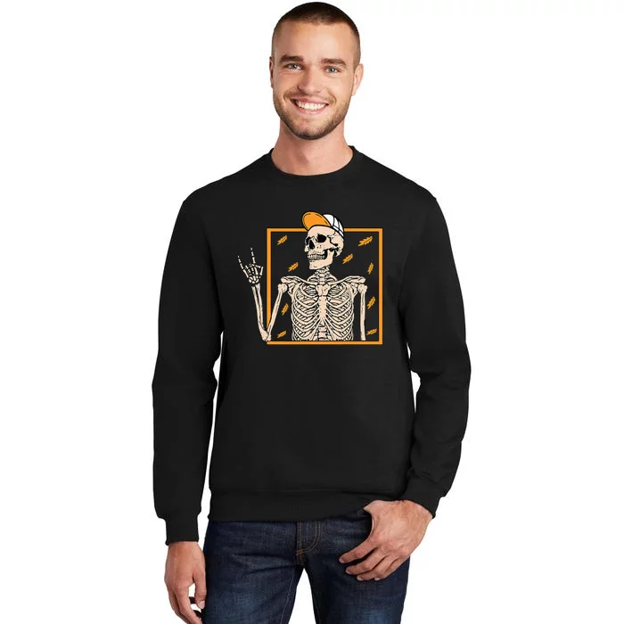 Vintage Halloween Skeleton Rock On Hand Skeleton Tall Sweatshirt