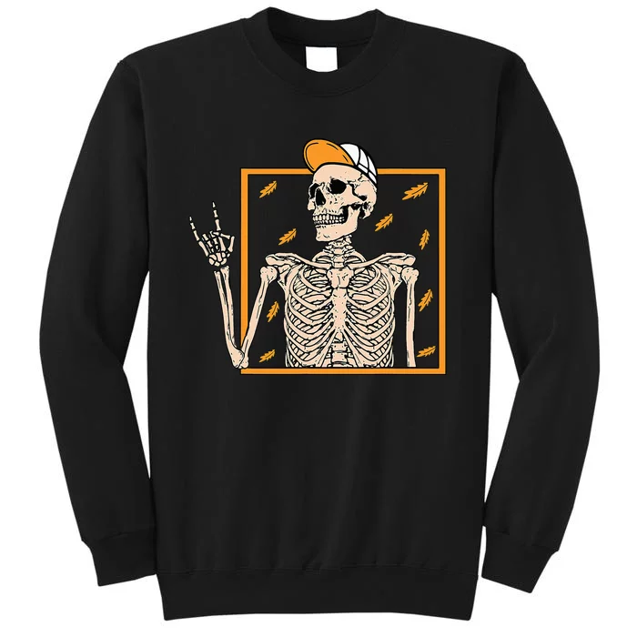 Vintage Halloween Skeleton Rock On Hand Skeleton Tall Sweatshirt