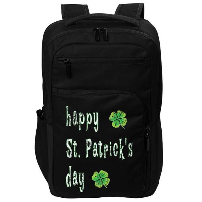 Vintage Happy St. Patrick's Day March 17th Saint Paddy Print Impact Tech Backpack