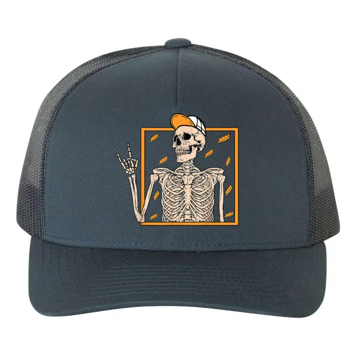 Vintage Halloween Skeleton Rock On Hand Skeleton Yupoong Adult 5-Panel Trucker Hat