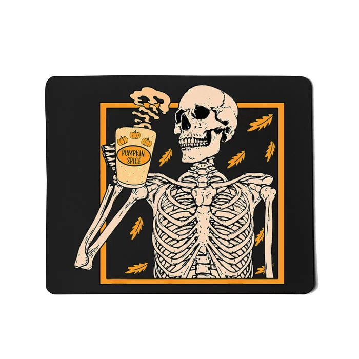 Vintage Halloween Skeleton Pumpkin Spice Latte Syrup Creamer Mousepad