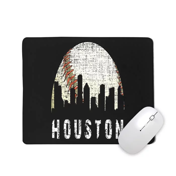 Vintage Houston Skyline City Baseball  Met At Gameday Mousepad