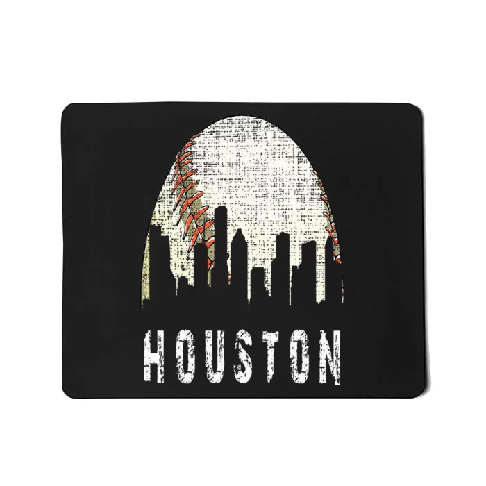 Vintage Houston Skyline City Baseball  Met At Gameday Mousepad