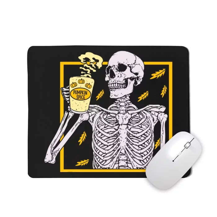 Vintage Halloween Skeleton Pumpkin Spice Latte Syrup Creamer Mousepad