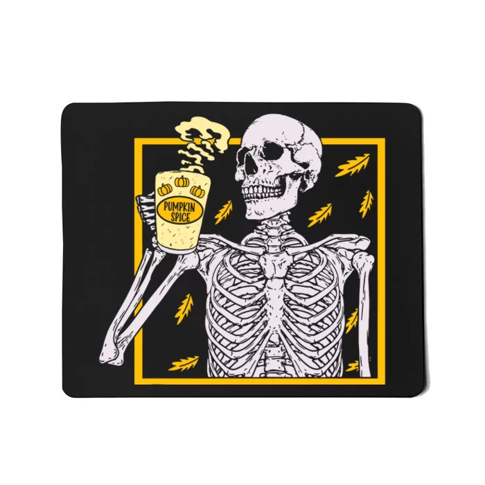 Vintage Halloween Skeleton Pumpkin Spice Latte Syrup Creamer Mousepad