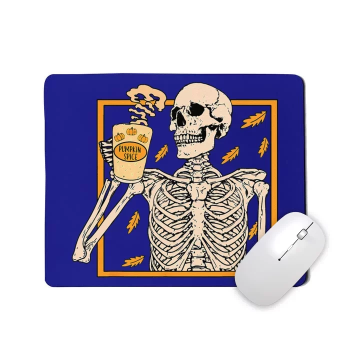 Vintage Halloween Skeleton Pumpkin Spice Latte Syrup Creamer Mousepad