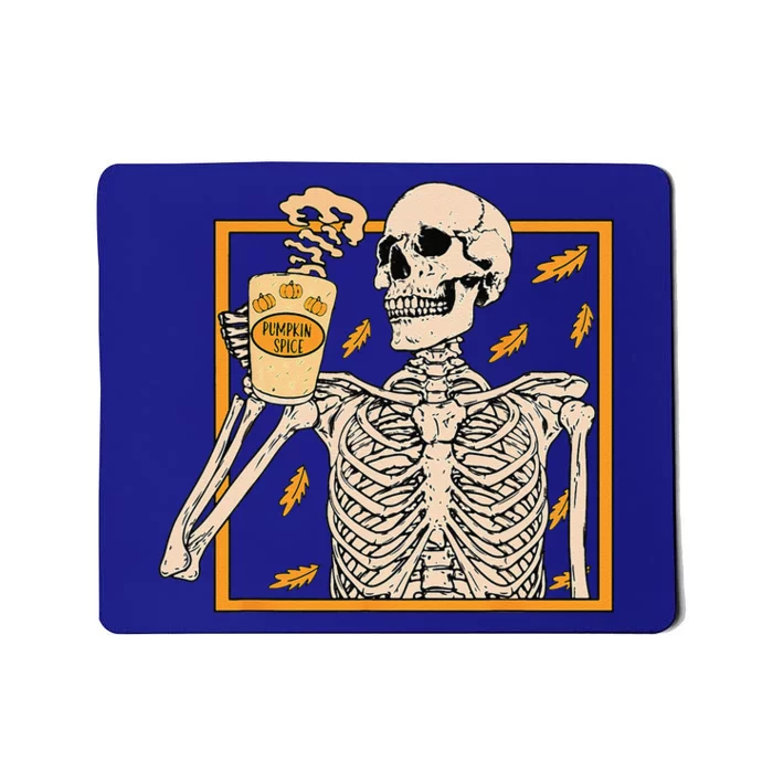 Vintage Halloween Skeleton Pumpkin Spice Latte Syrup Creamer Mousepad