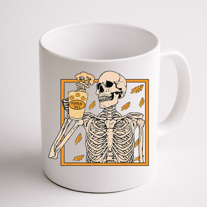 Vintage Halloween Skeleton Pumpkin Spice Latte Syrup Creamer Front & Back Coffee Mug