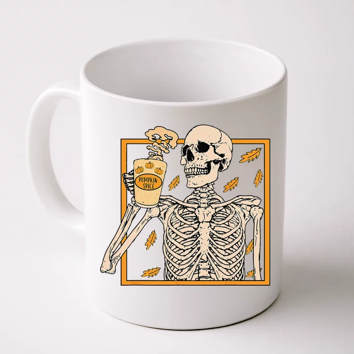 Vintage Halloween Skeleton Pumpkin Spice Latte Syrup Creamer Front & Back Coffee Mug