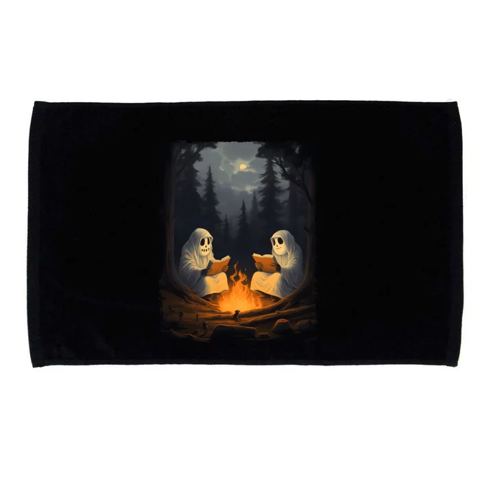 Vintage Halloween Spooky Ghost Reading Book Camping Gothic Cute Gift Microfiber Hand Towel