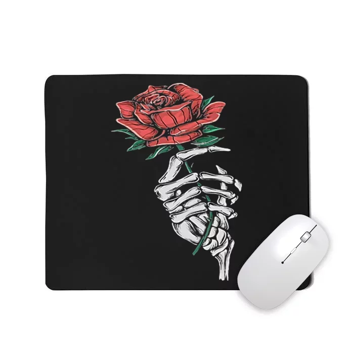 Vintage Halloween Skeleton Hand With A Rose Flower Mousepad