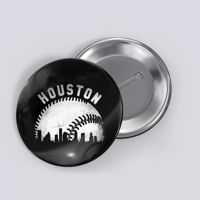 Vintage Houston Skyline City Baseball Button