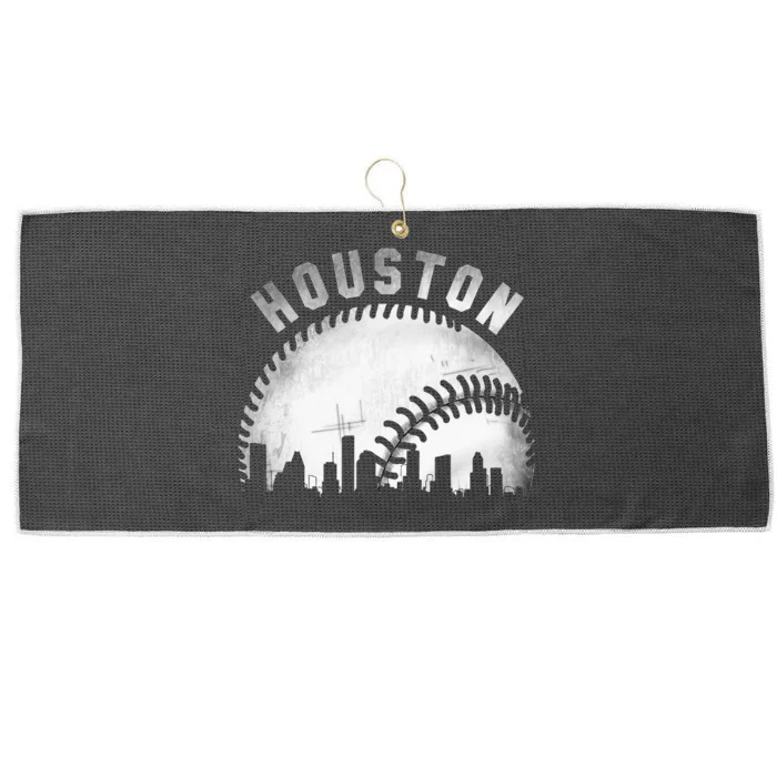 Vintage Houston Skyline City Baseball Large Microfiber Waffle Golf Towel