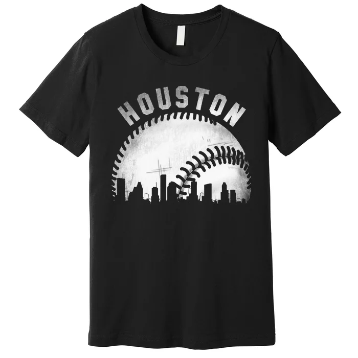 Vintage Houston Skyline City Baseball Premium T-Shirt