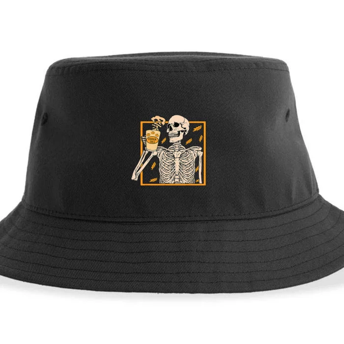 Vintage Halloween Skeleton Pumpkin Spice Latte Syrup Creamer Sustainable Bucket Hat