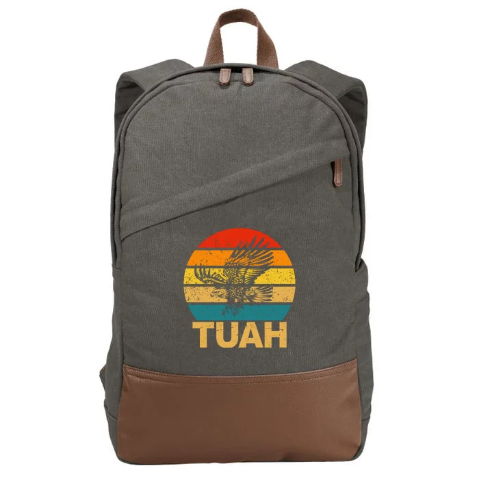 Vintage Hawk Tuah Hilarious Cotton Canvas Backpack