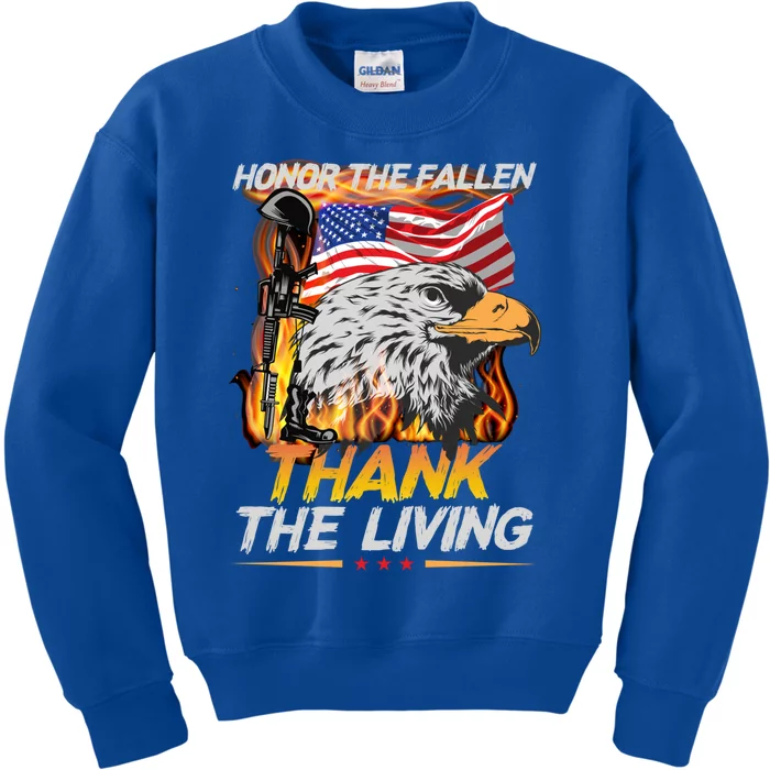 Veteran Honor The Fallen Thank The Living Usa Flag Gift Kids Sweatshirt